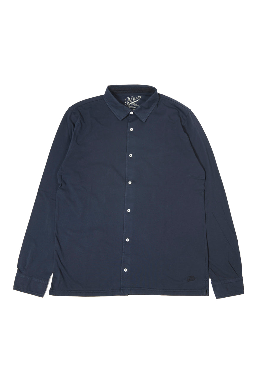 Polo Camicia Navy 100% Cotone Jersey