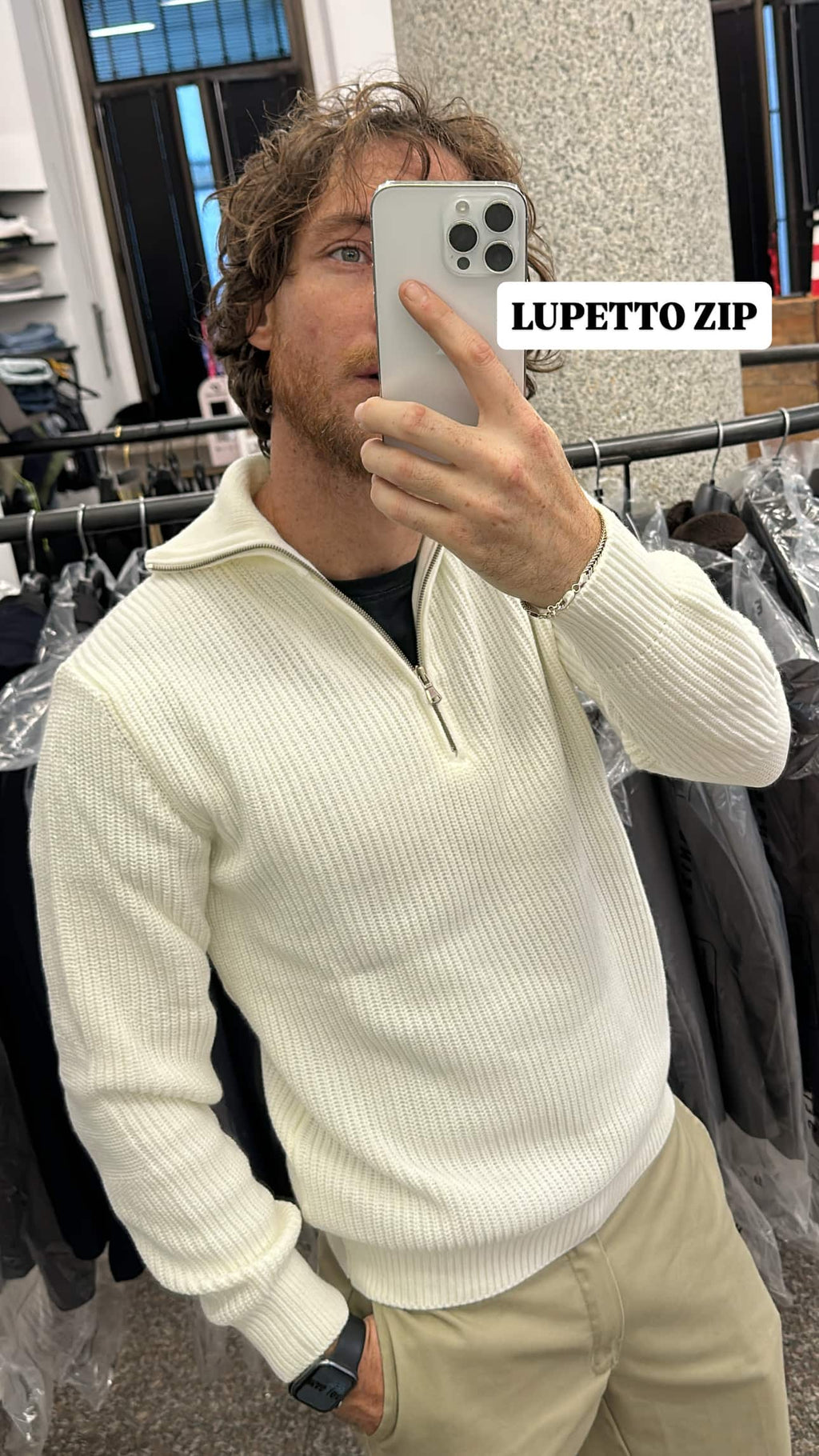 Lupetto Zip 30% Wool Panna