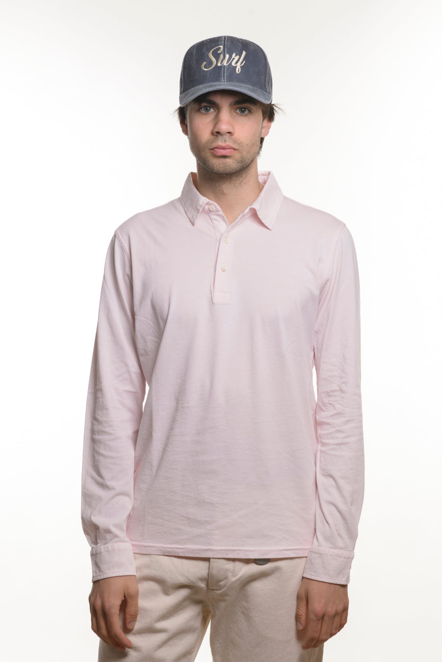 Polo Long Sleeve Rosa 100% Cotone Jersey