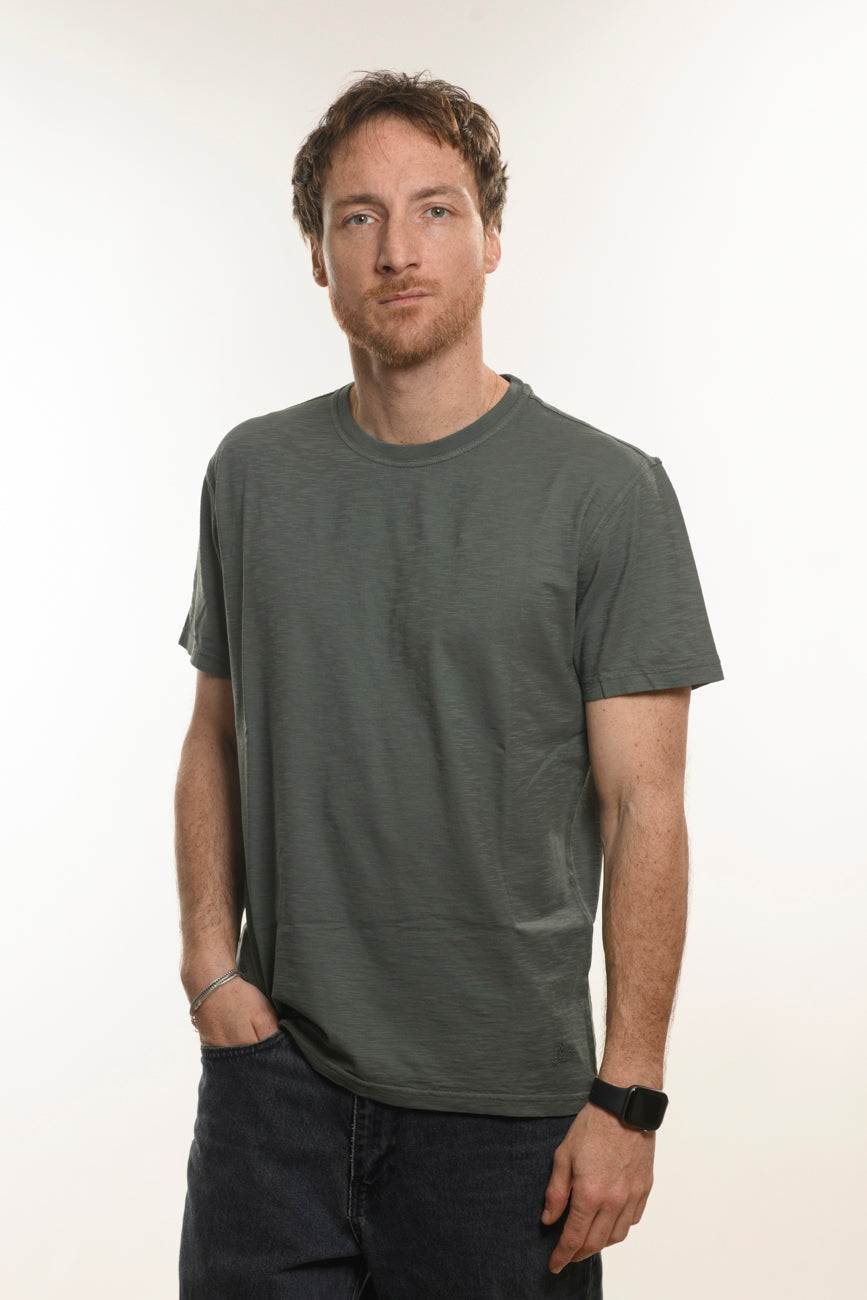 Tee Green 100% Cotone Fiammato