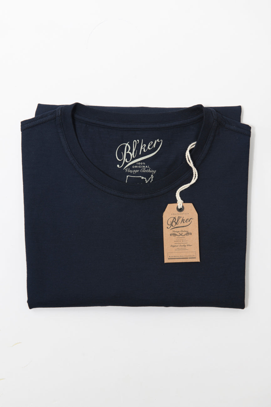 Tee Navy 100% Cotone Fiammato