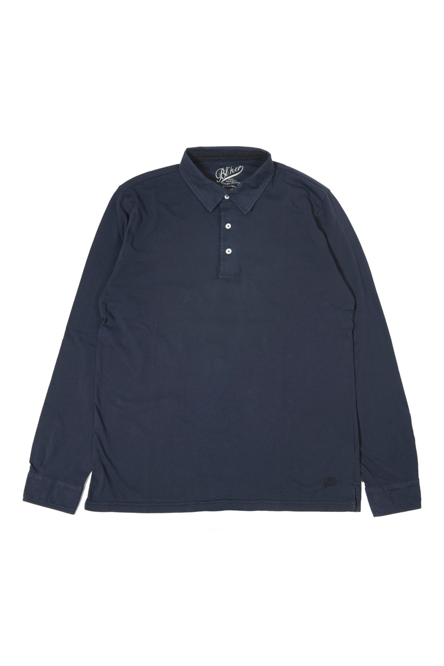 Polo Long Sleeve Navy 100% Cotone Jersey