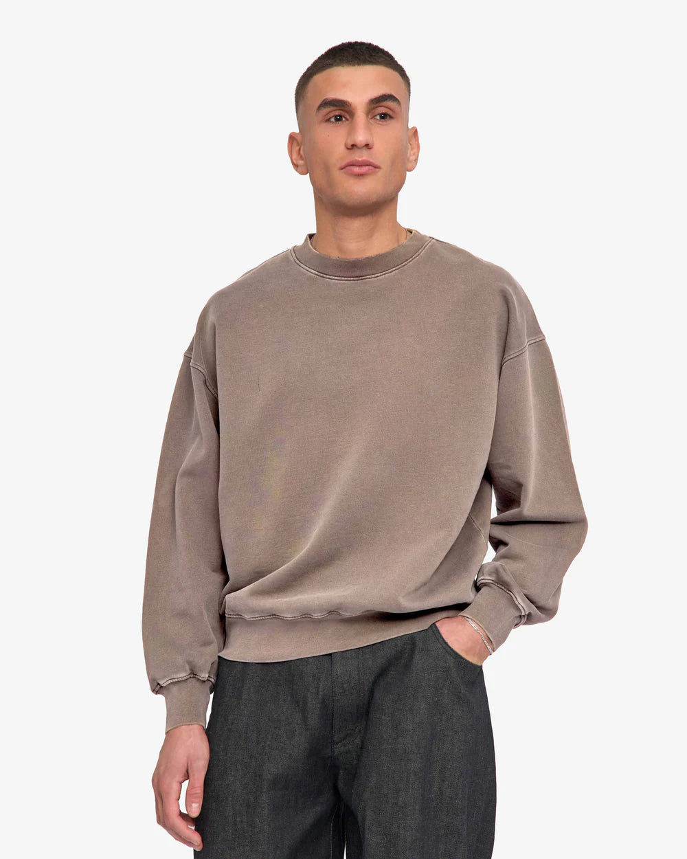 Organic Oversized Crew Faded Khaki