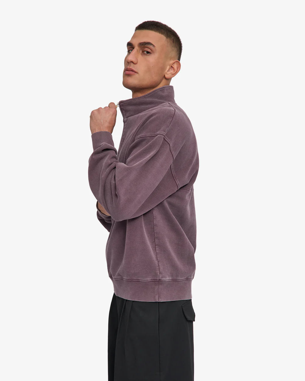 Organic Quarter Zip Faded Grape