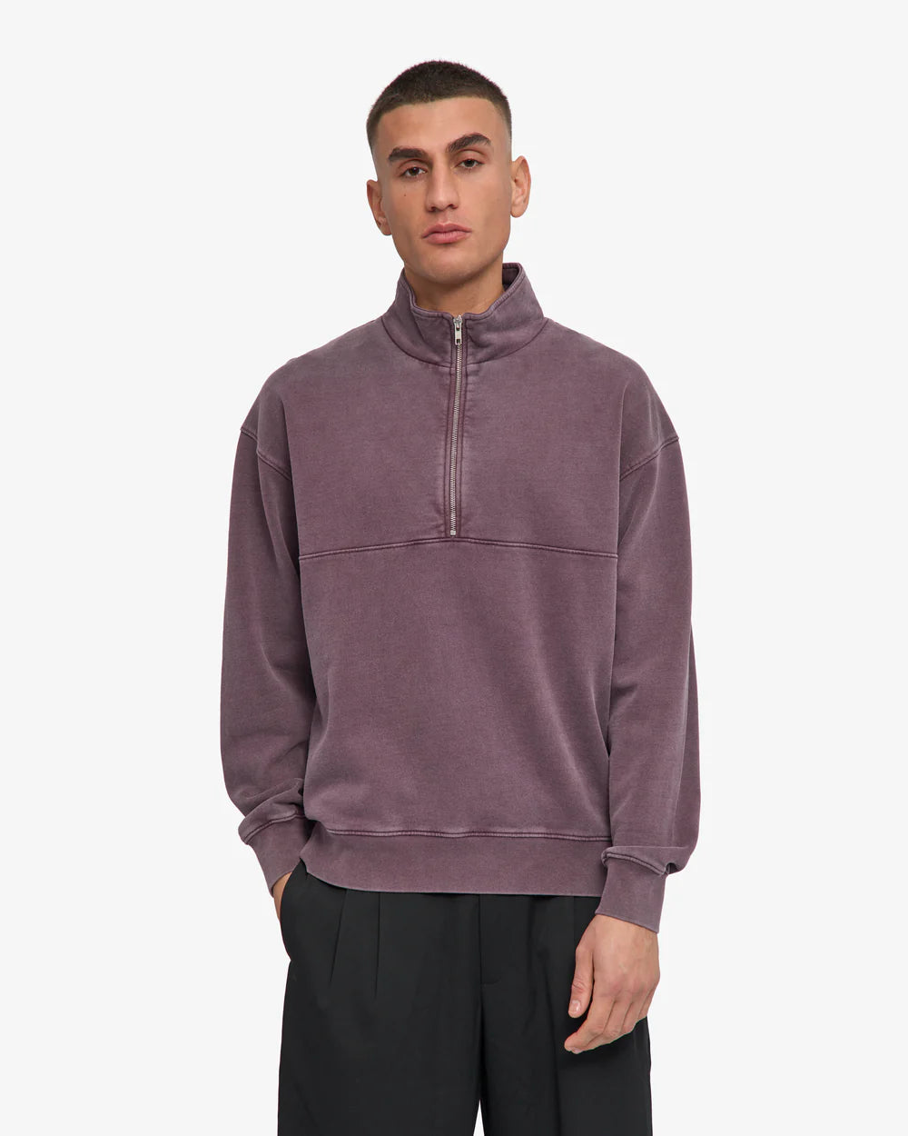 Organic Quarter Zip Faded Grape