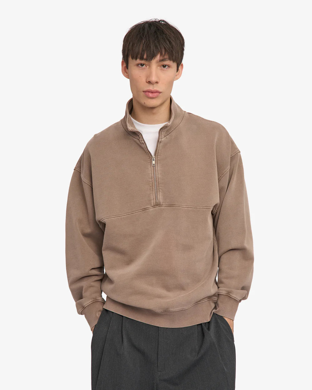 Organic Quarter Zip Faded Khaki