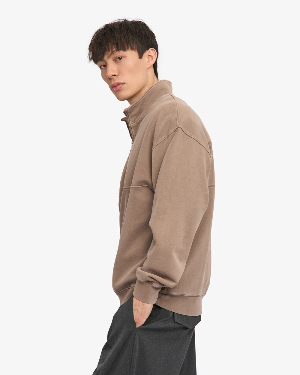 Organic Quarter Zip Faded Khaki