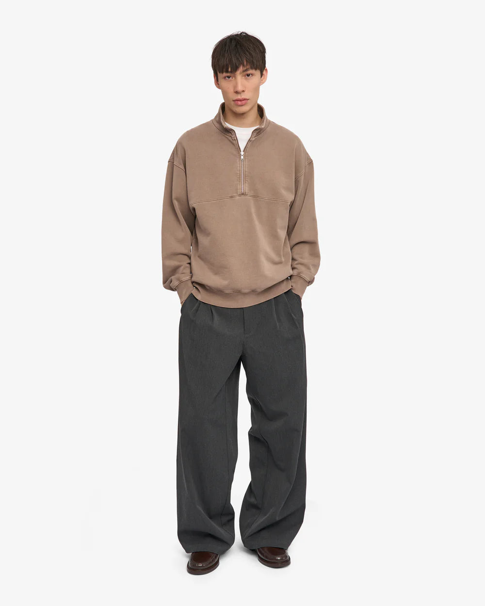 Organic Quarter Zip Faded Khaki
