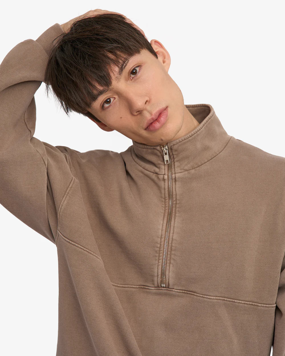 Organic Quarter Zip Faded Khaki