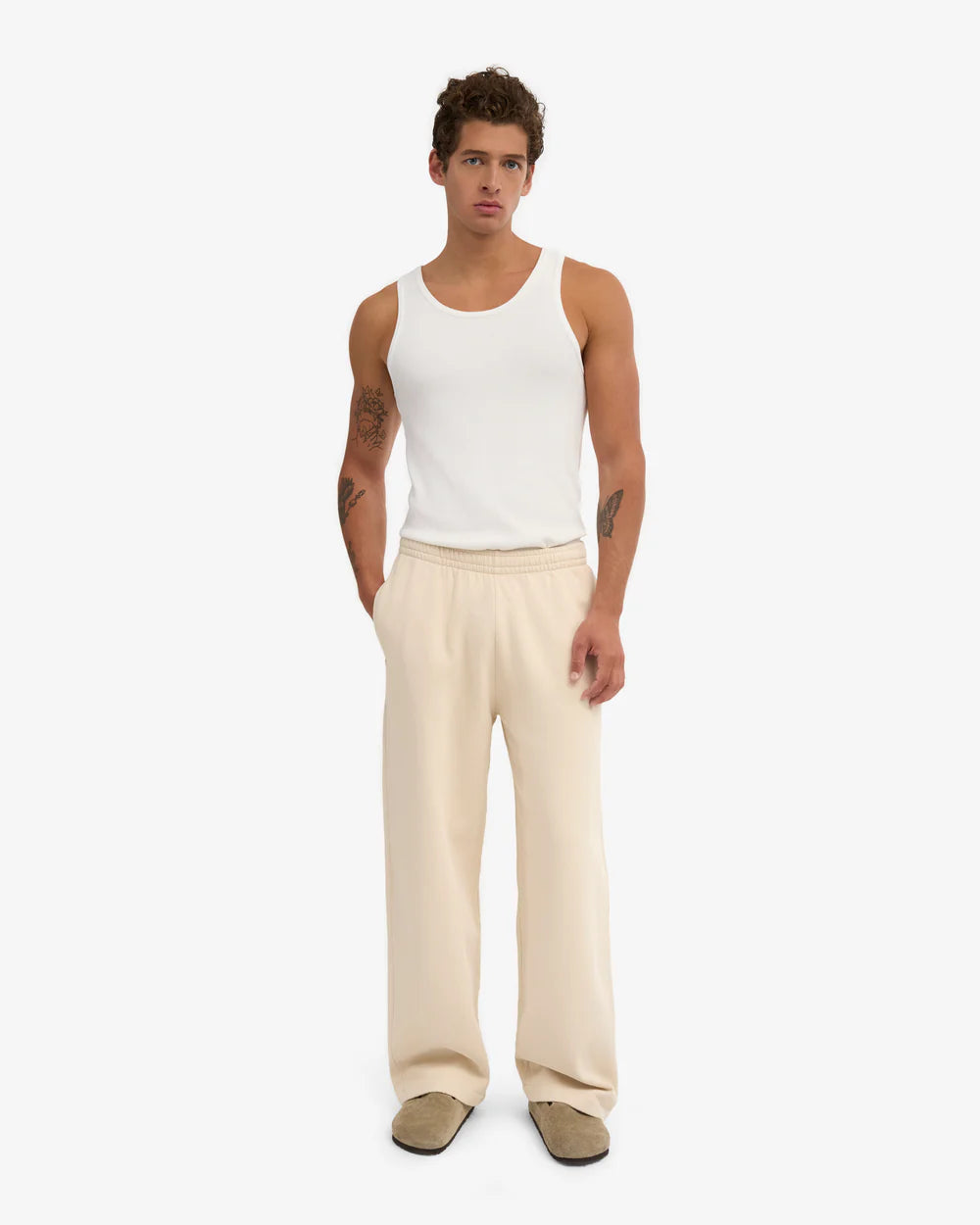 Organic Straight Leg Sweatpants Ivory White