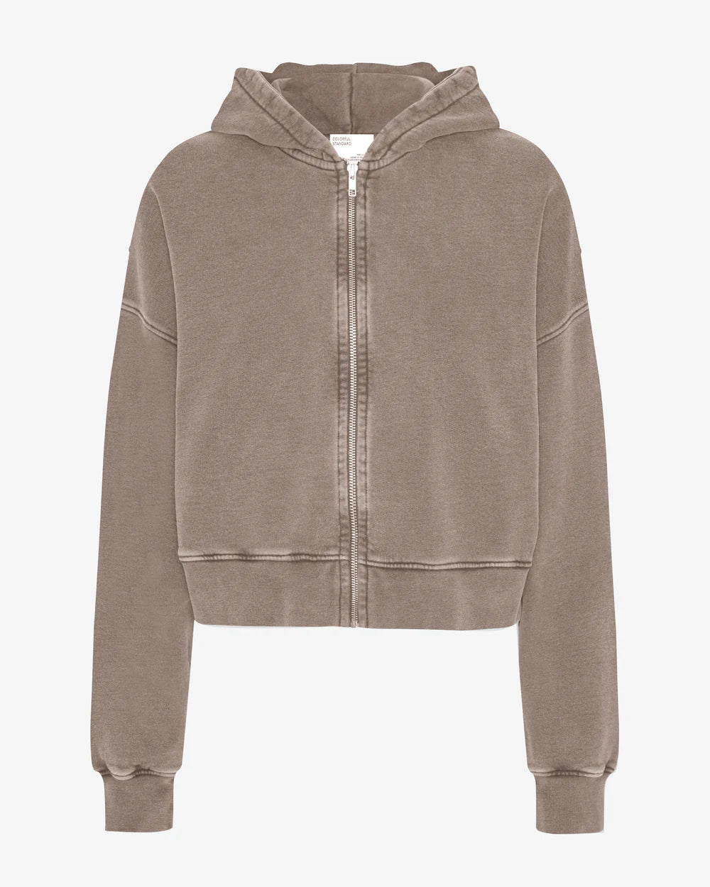 Organic Crop Zip Hood Faded Khaki
