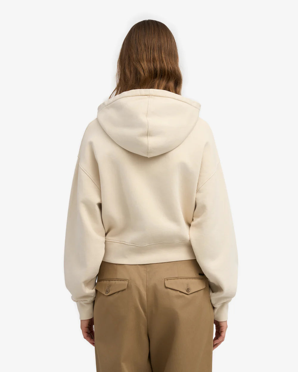 Organic Crop Zip Hood Ivory White