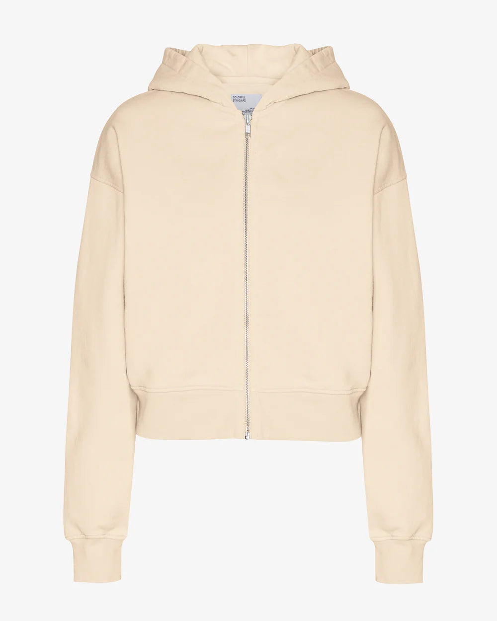 Organic Crop Zip Hood Ivory White