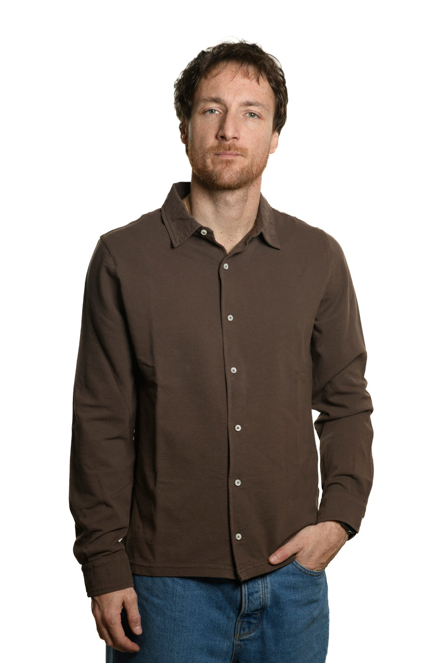Polo Camicia Brown 100% Cotone Jersey