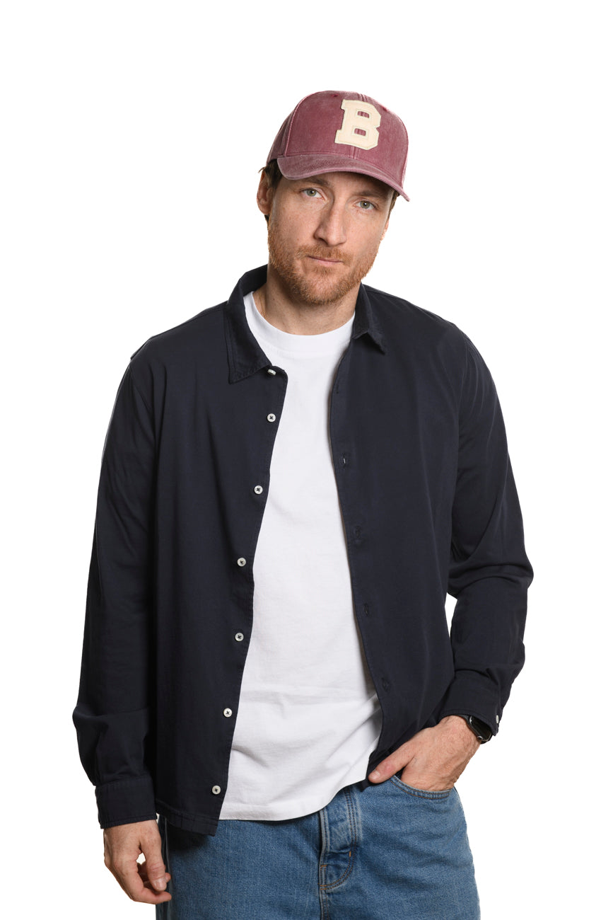 Polo Camicia Navy 100% Cotone Jersey