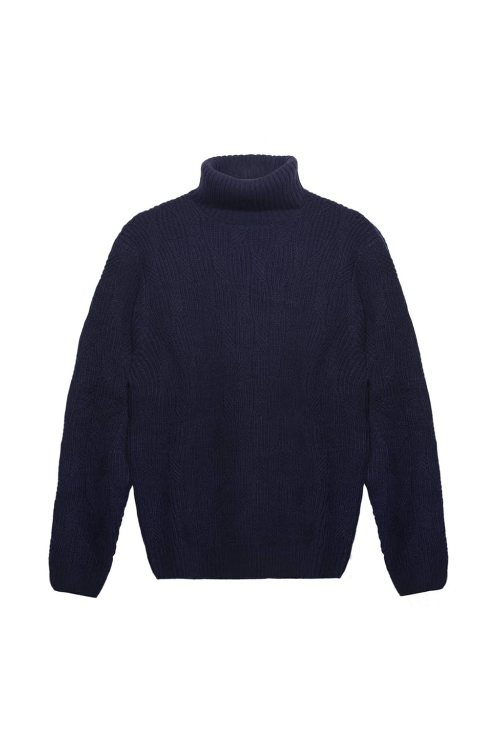 Maglione Dolcevita In Treccia Blue