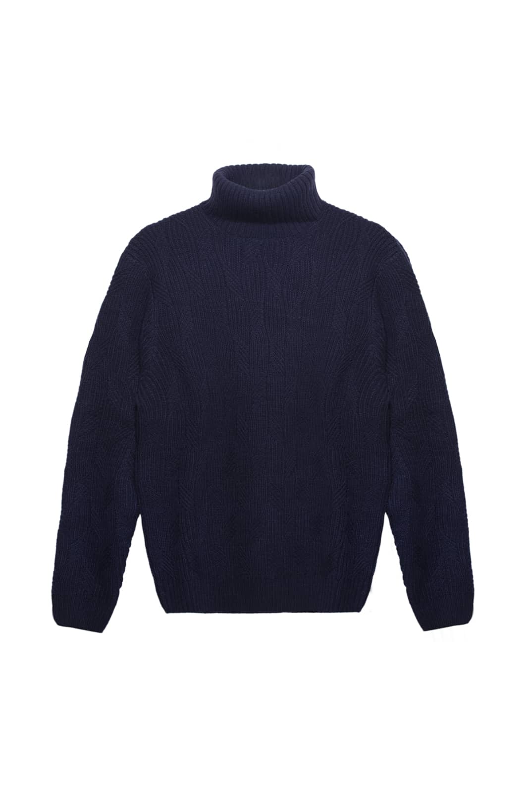 Maglione Dolcevita In Treccia Blue