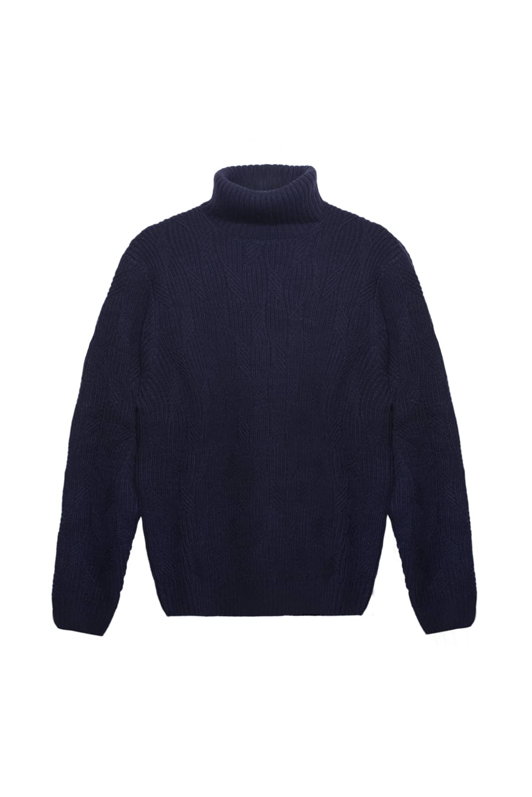 Maglione Dolcevita In Treccia Blue Seinse