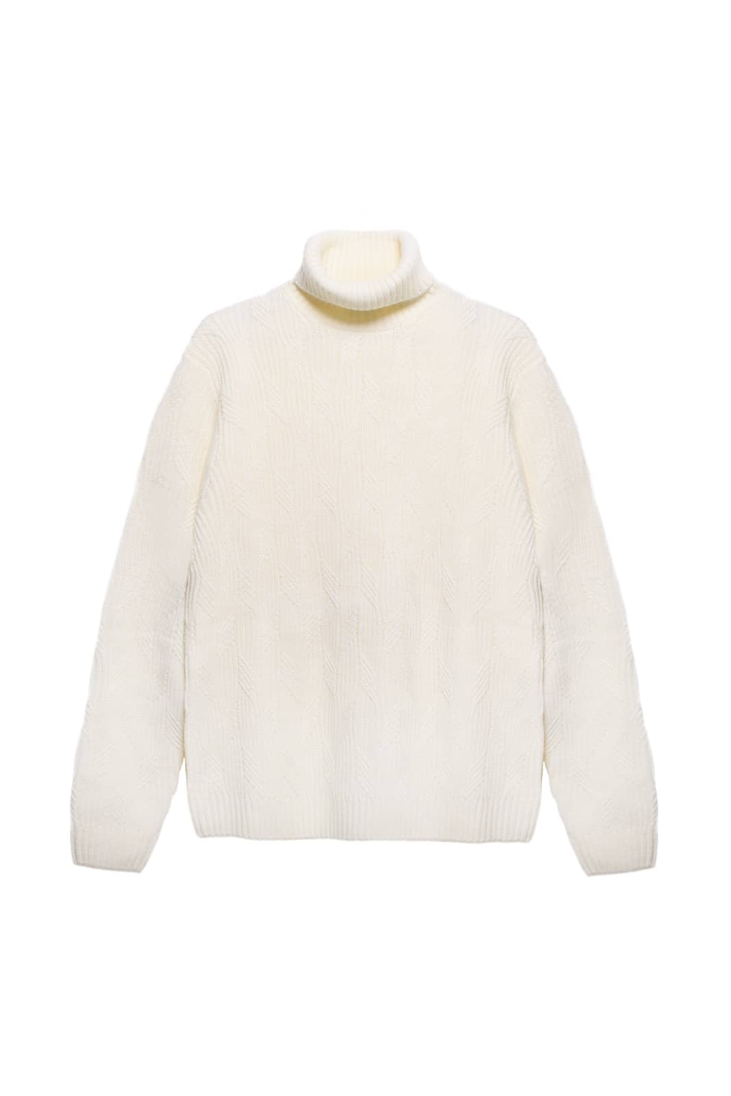 Maglione Dolcevita In Treccia Bianco
