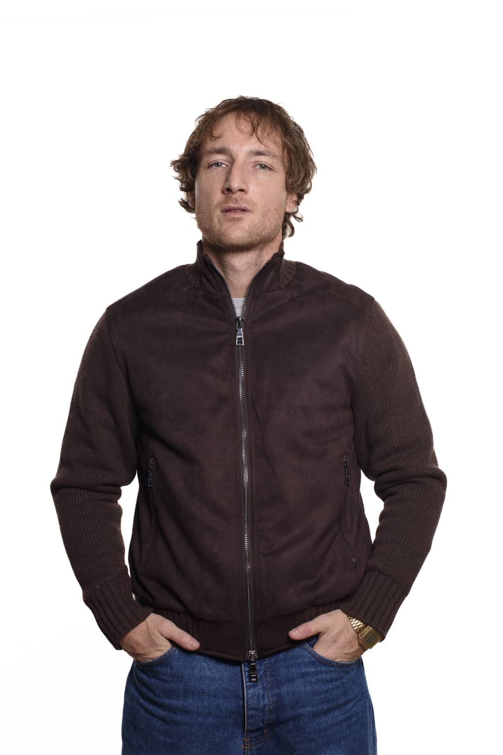 Bomber in maglia brown