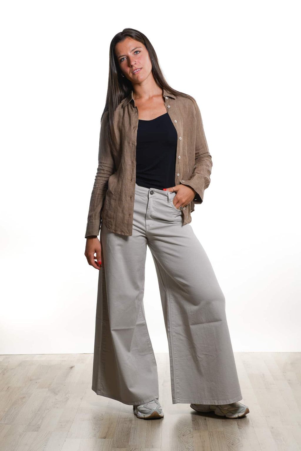 Camicia Puro Lino Marrone Donna