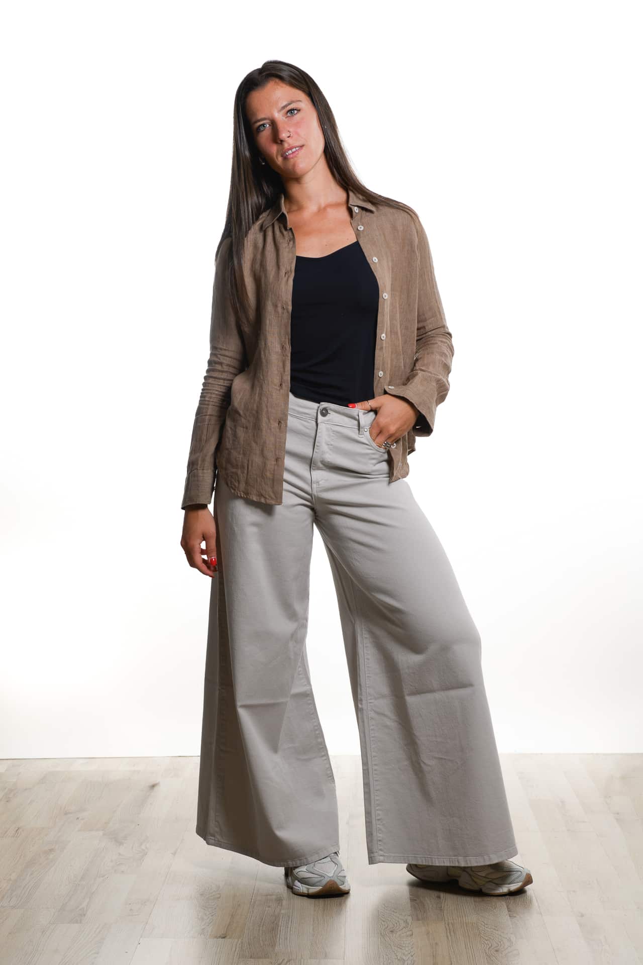 Camicia Puro Lino Marrone Donna