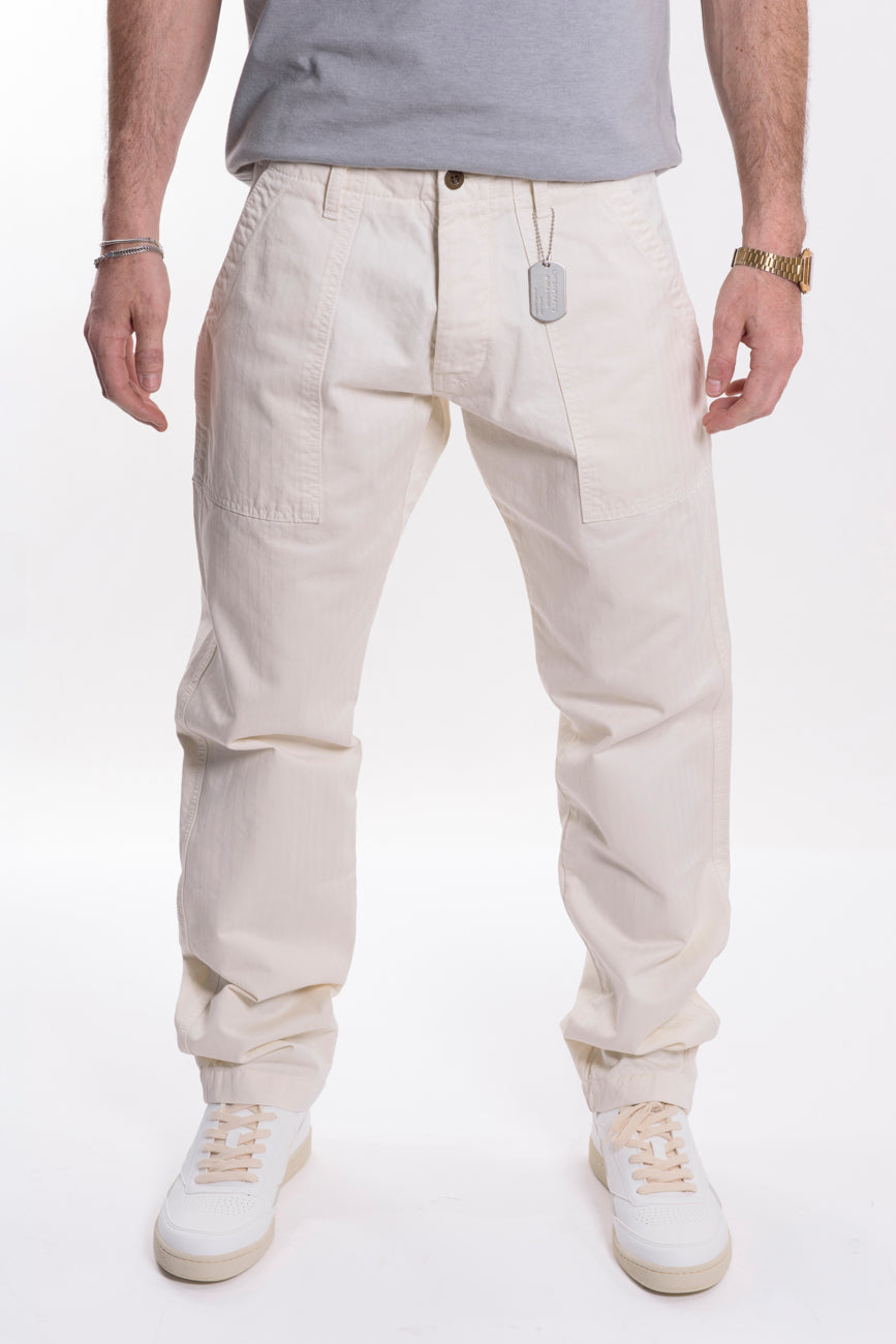 Fatigue Pant Cotone Satinato Crema