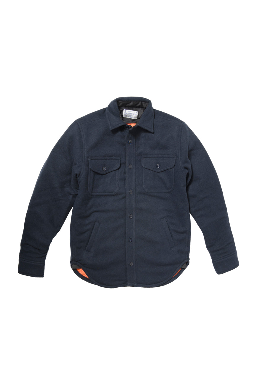 Wool Padded Shirt Navy Blue