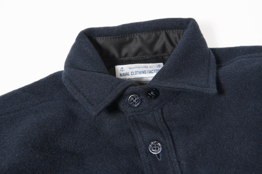 Wool Padded Shirt Navy Blue