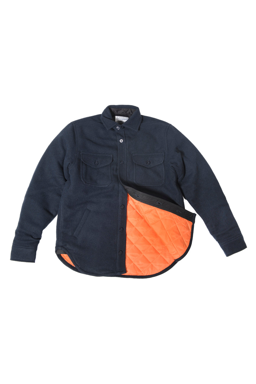 Wool Padded Shirt Navy Blue