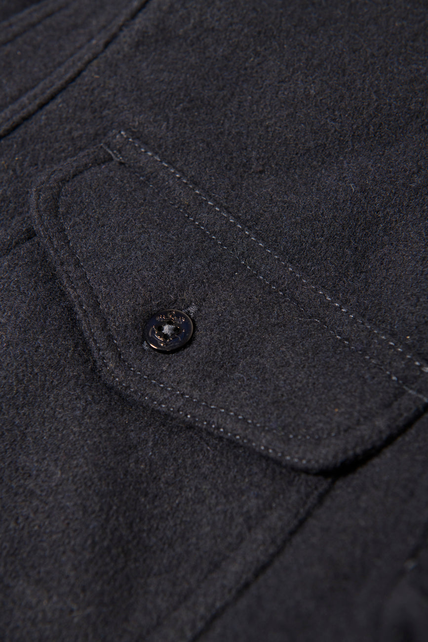 Wool Padded Shirt Navy Blue