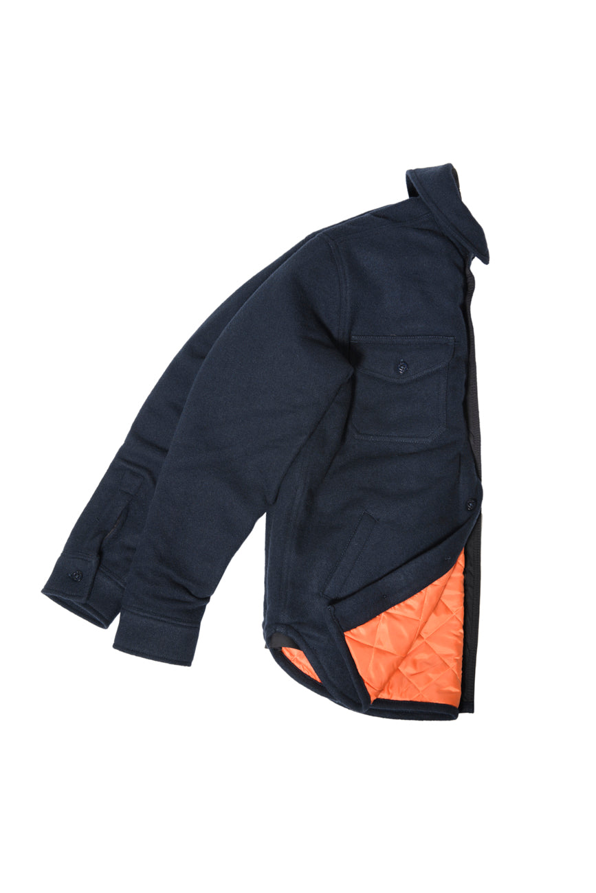 Wool Padded Shirt Navy Blue