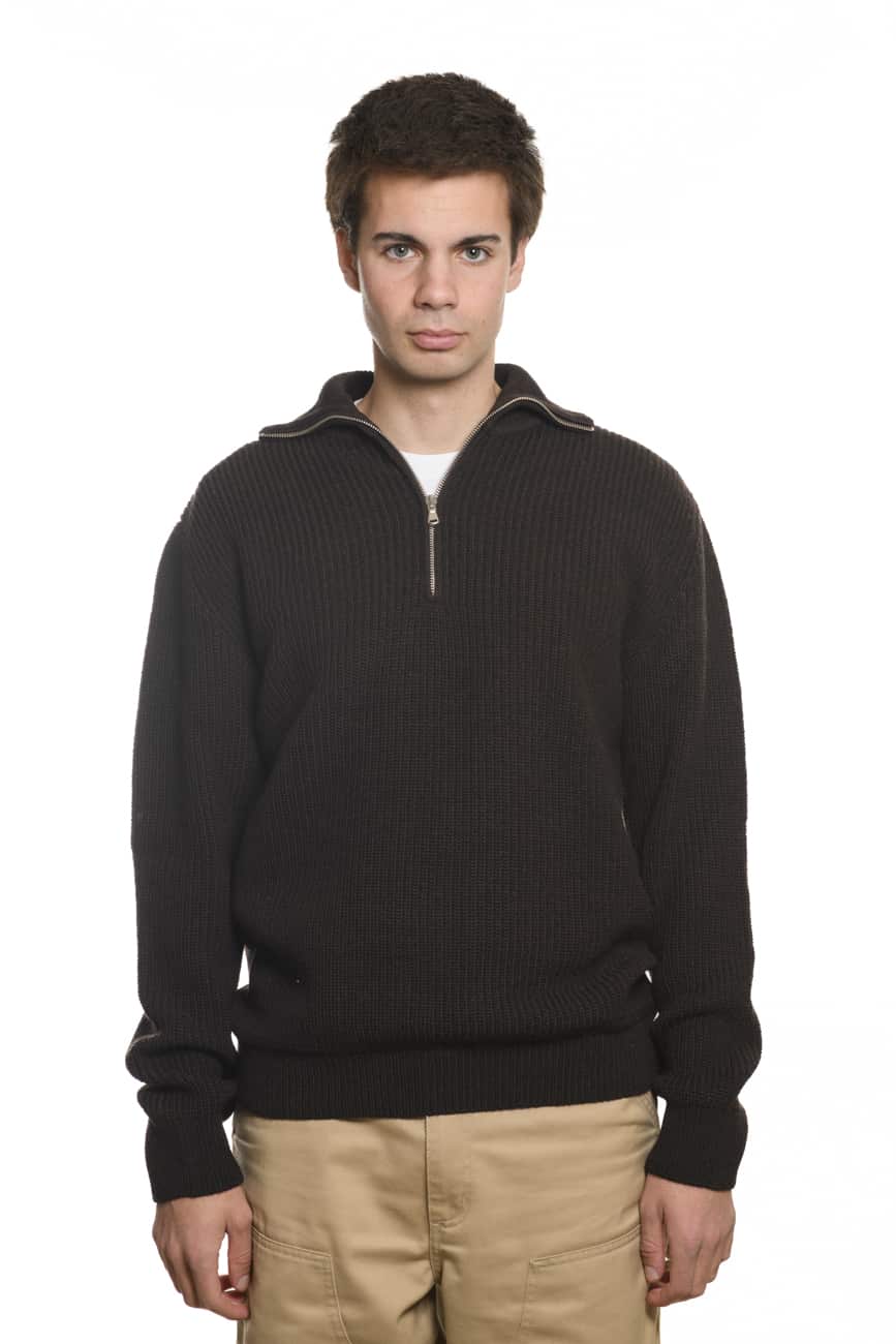 Lupetto Zip 30% Wool Brown