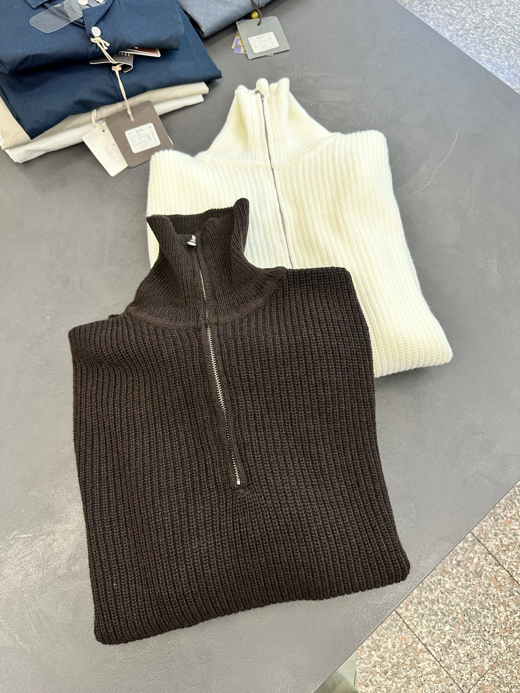 Lupetto Zip 30% Wool Brown