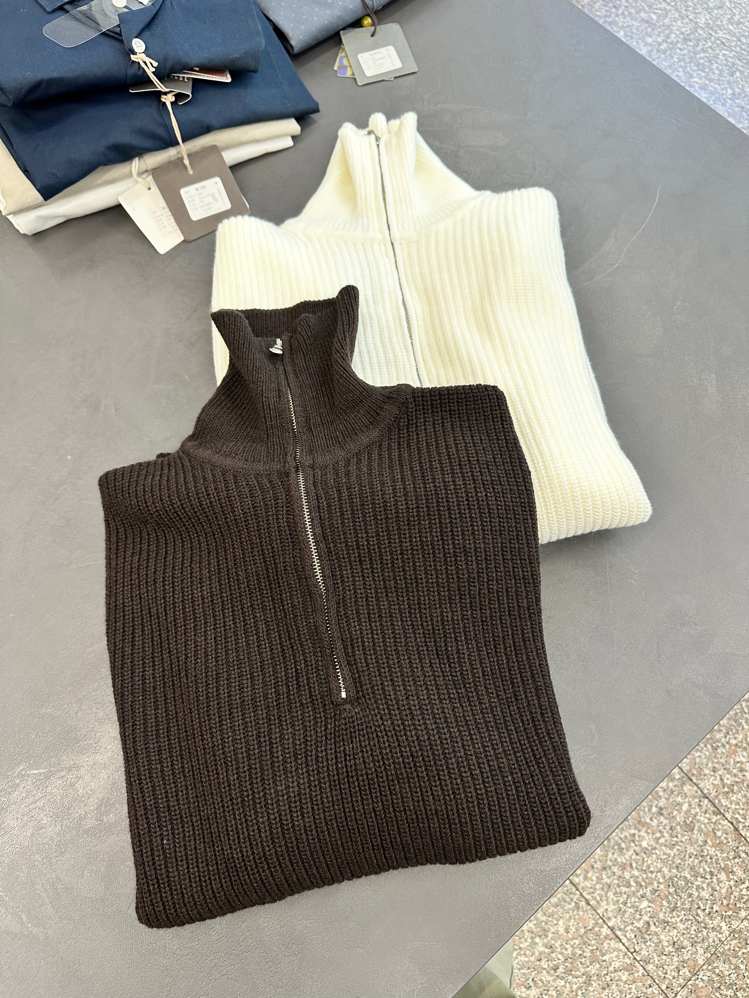 Lupetto Zip 30% Wool Brown