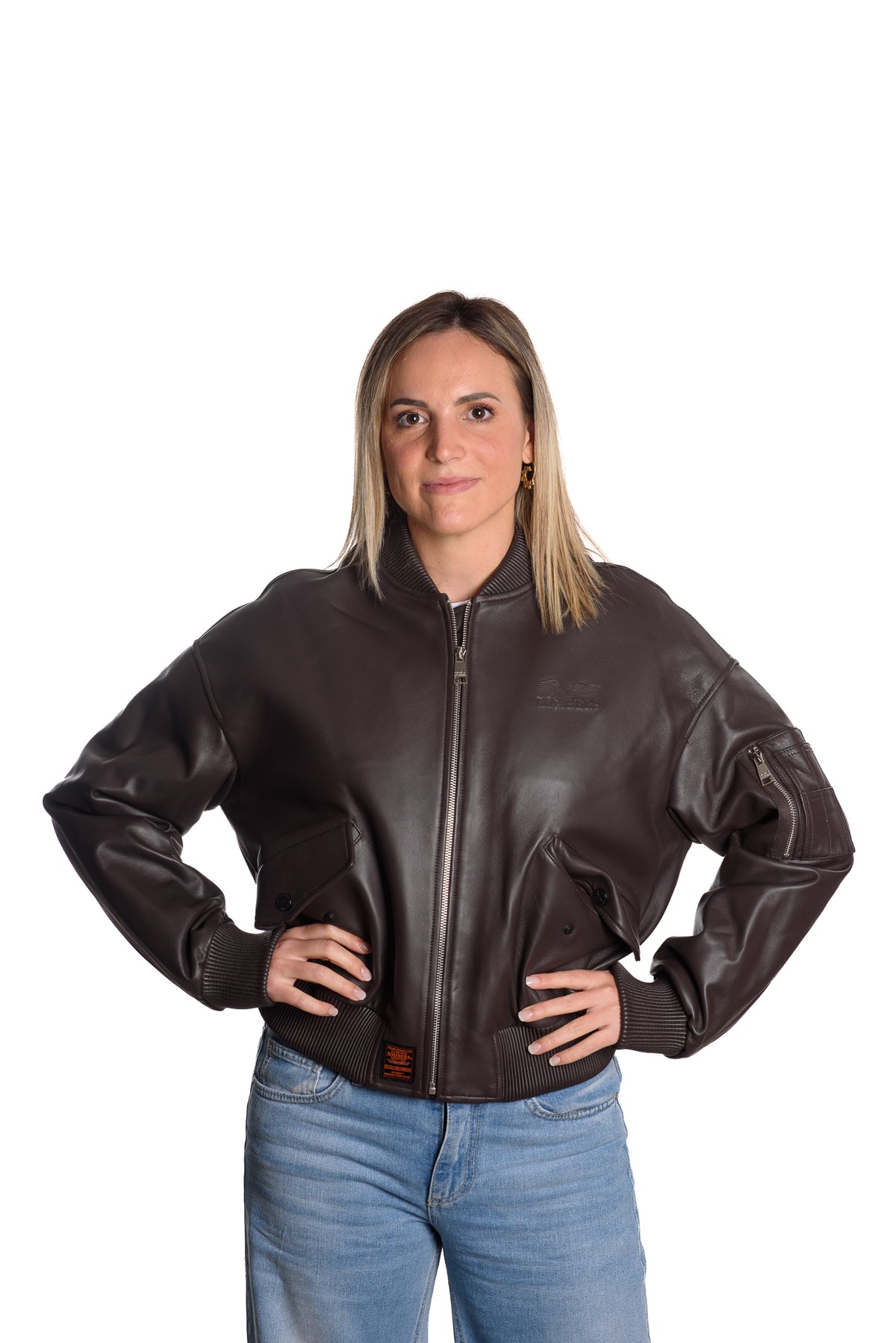 Bomber Leather Women Moro