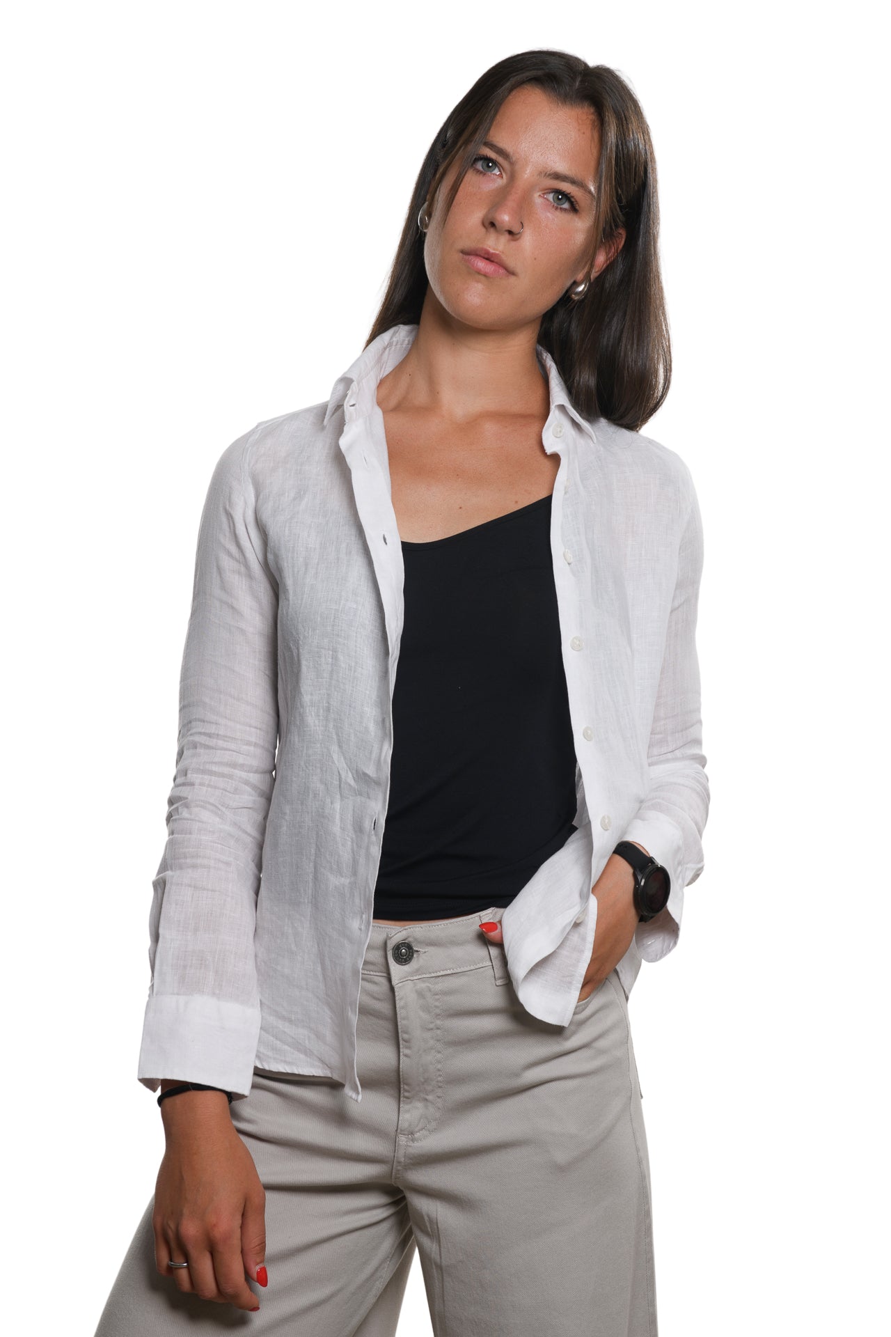 Camicia Puro Lino Bianca Donna