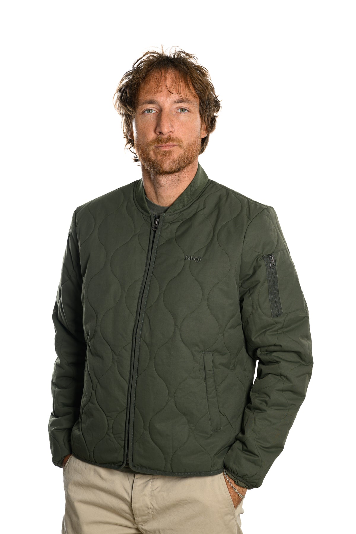 Bomber Trapunta Nylon-Cotone Schott Green