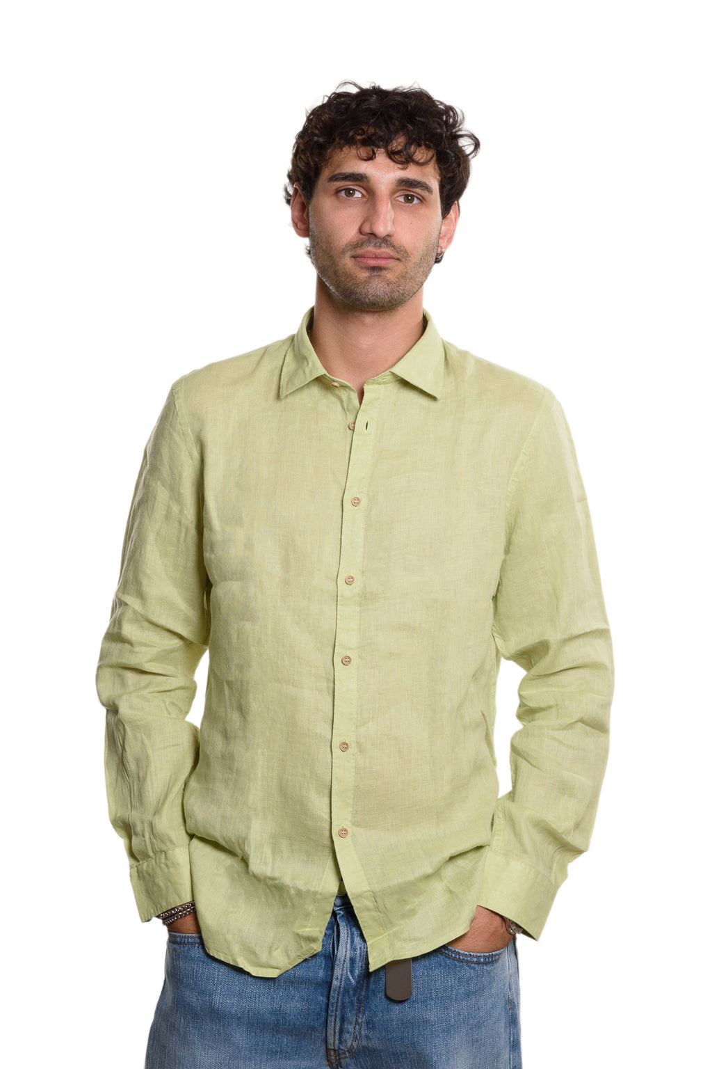 Camicia Francese 100% Lino Verde