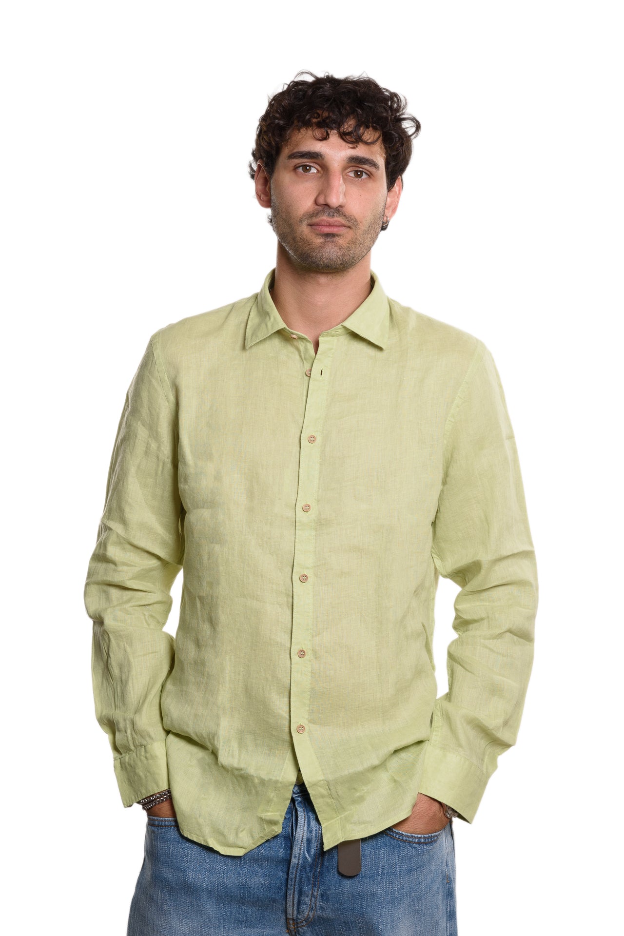 Camicia Francese 100% Lino Verde