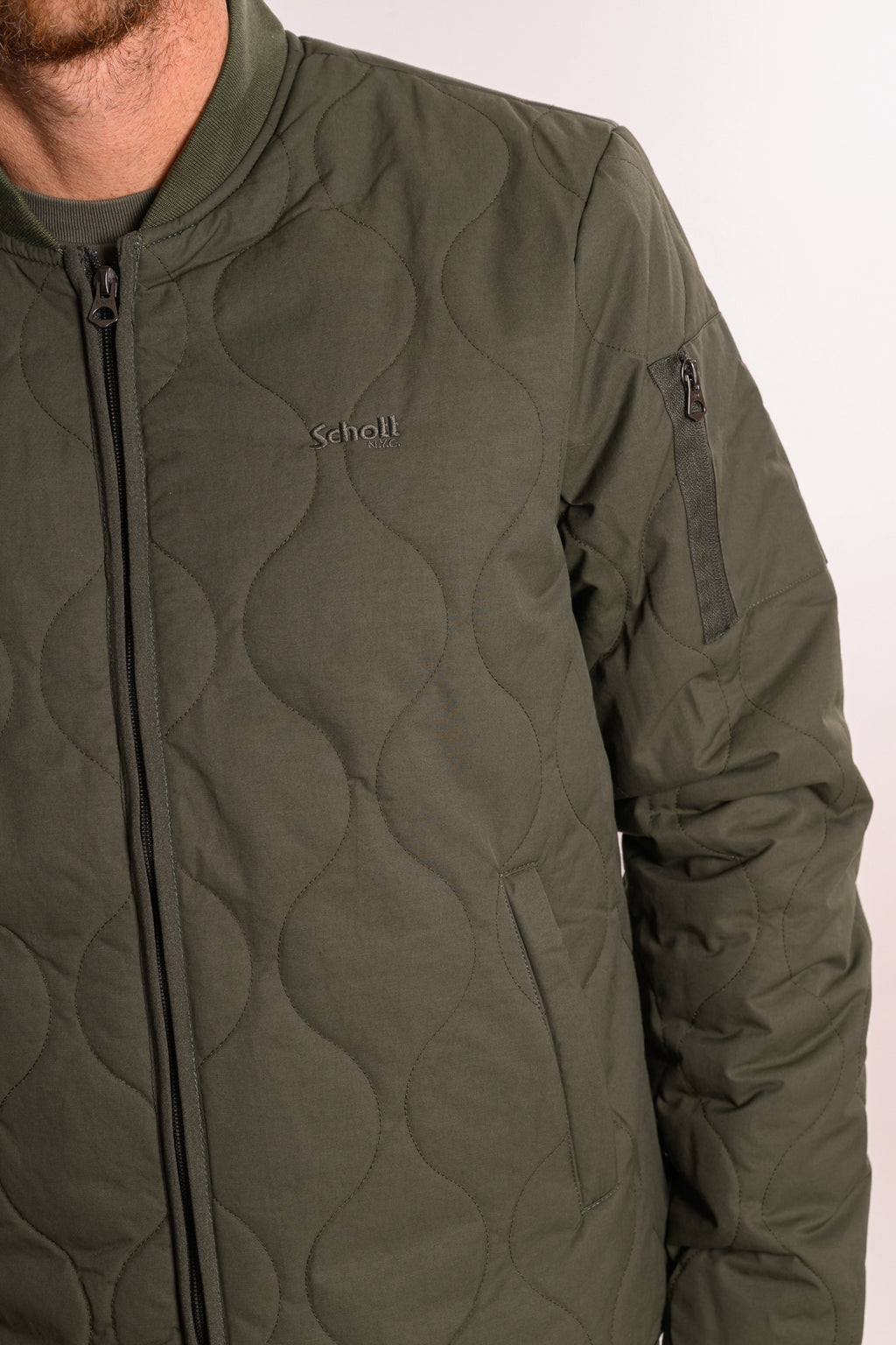 Bomber Trapunta Nylon-Cotone Schott Green