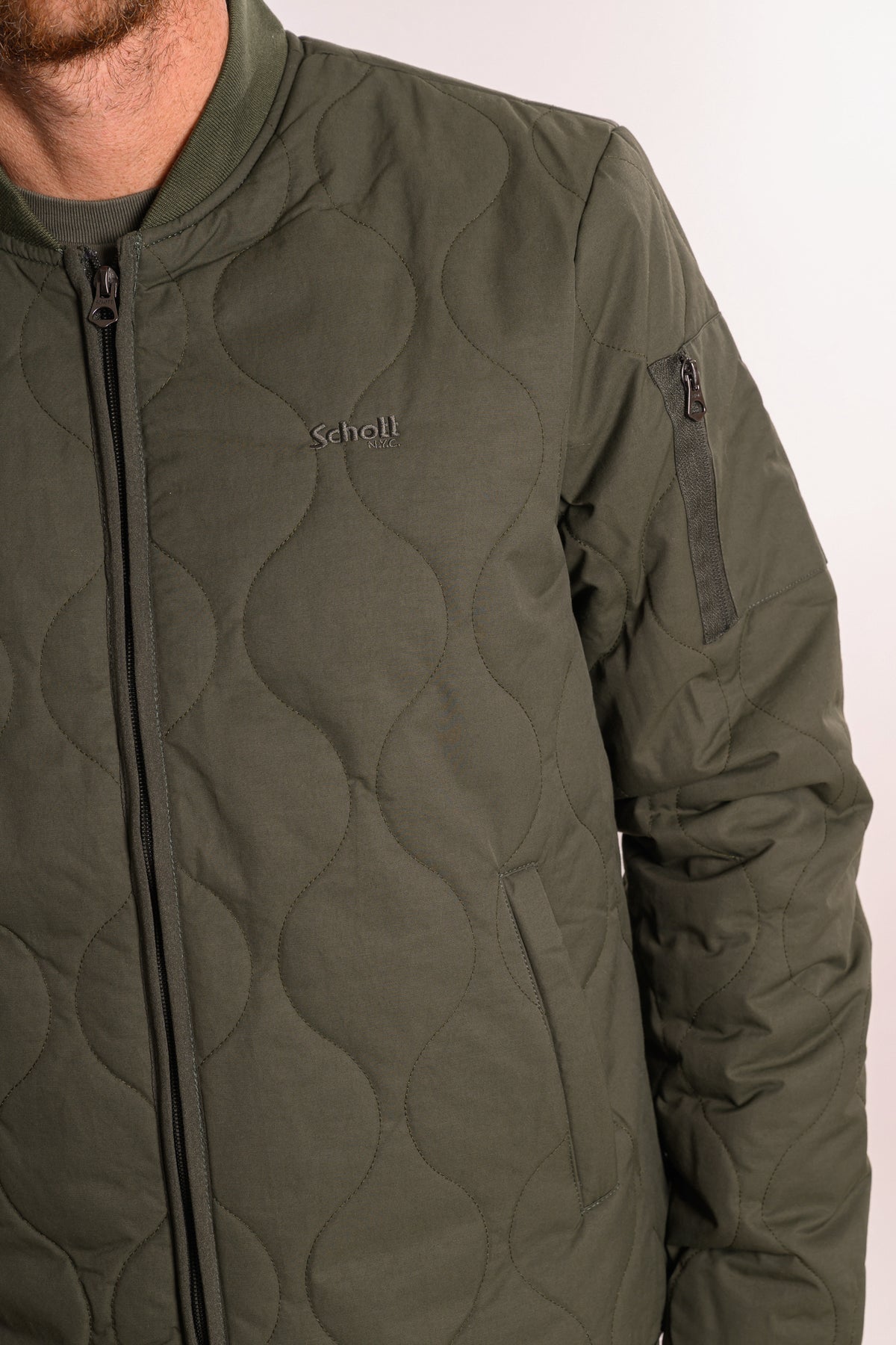 Bomber Trapunta Nylon-Cotone Schott Green