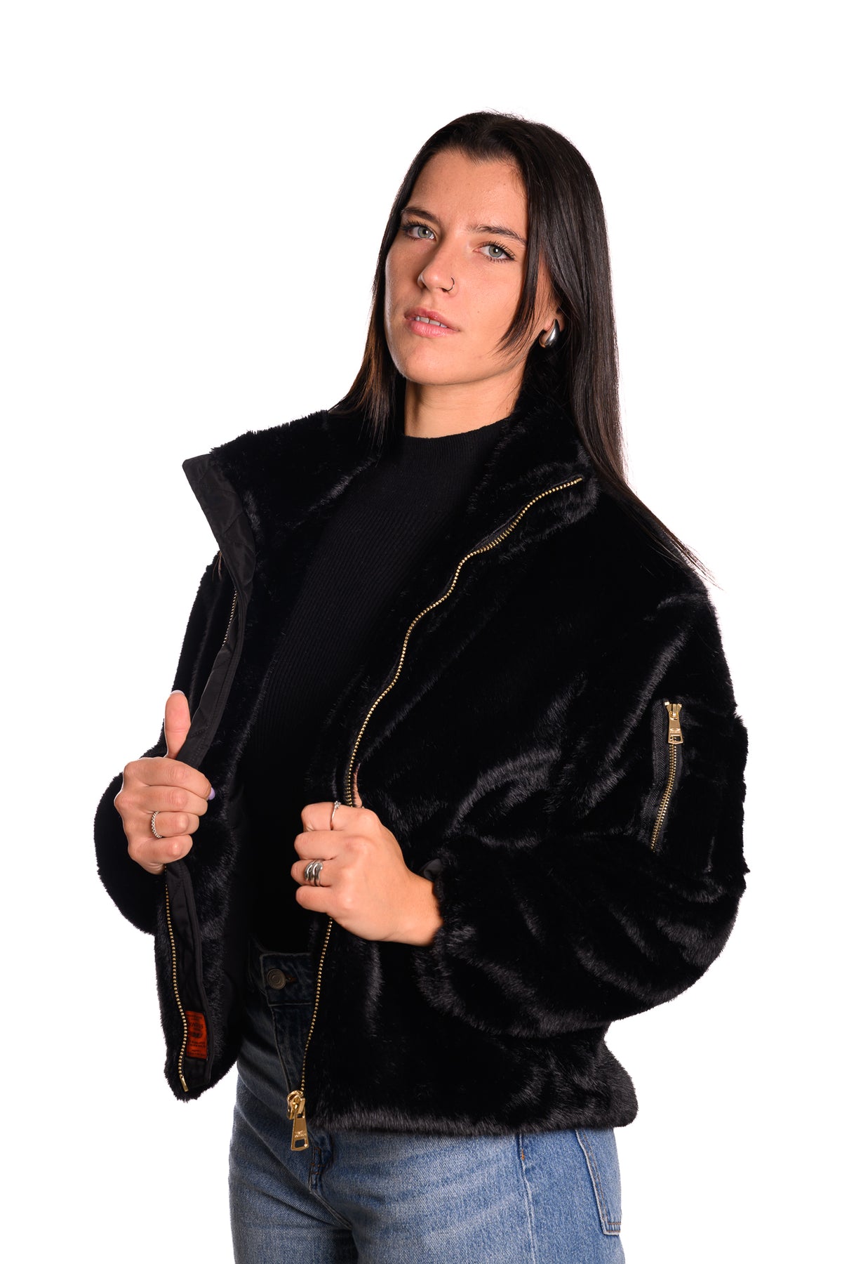 Ecopelliccia Bomber Black