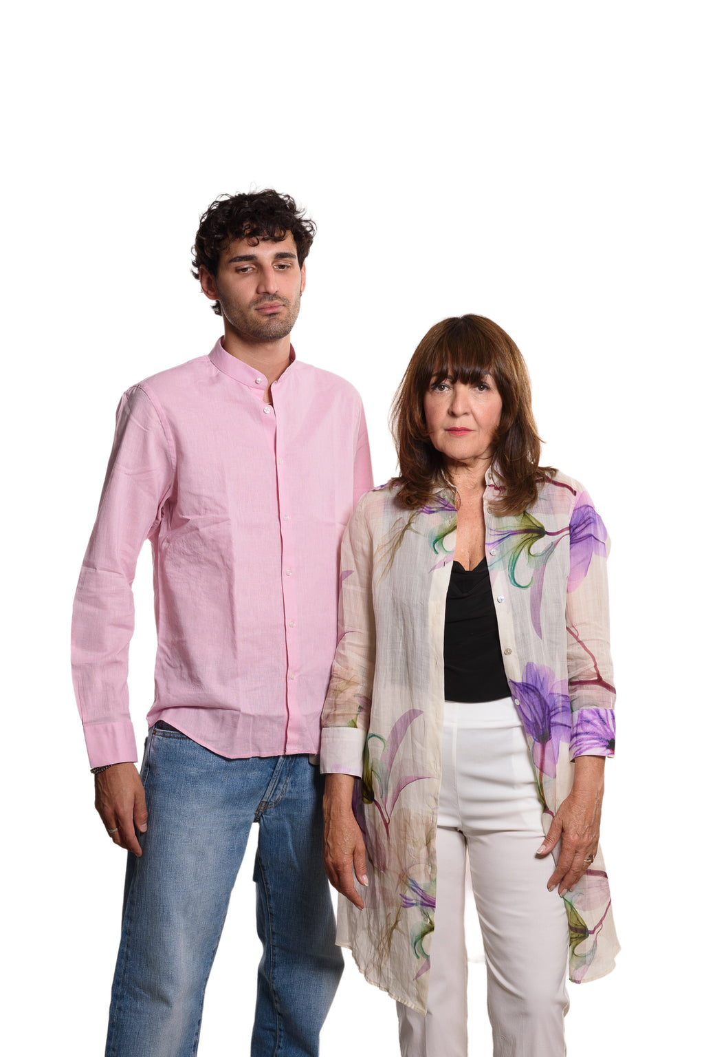 Camicia Coreana 100% Lino Rosa