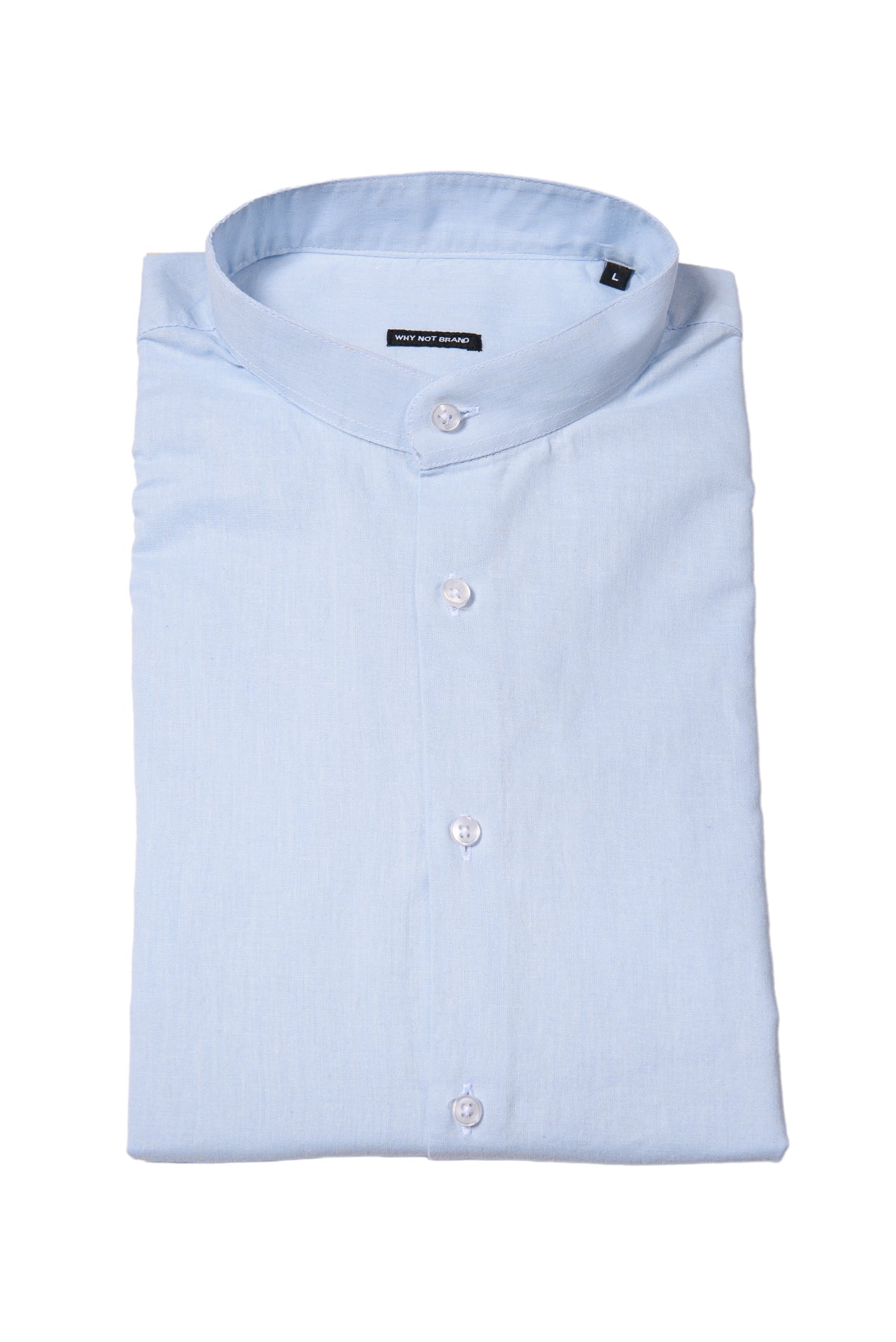 Camicia Coreana 100% Lino Azzurra