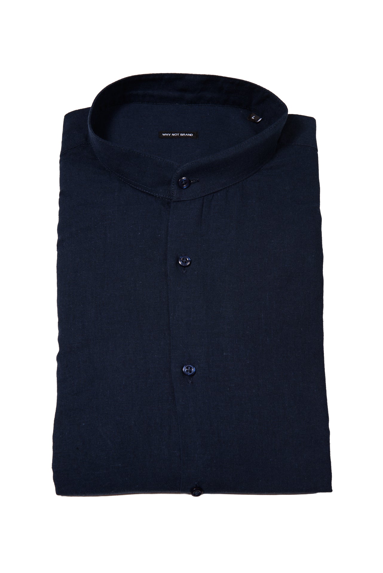 Camicia Coreana 100% Lino Blu