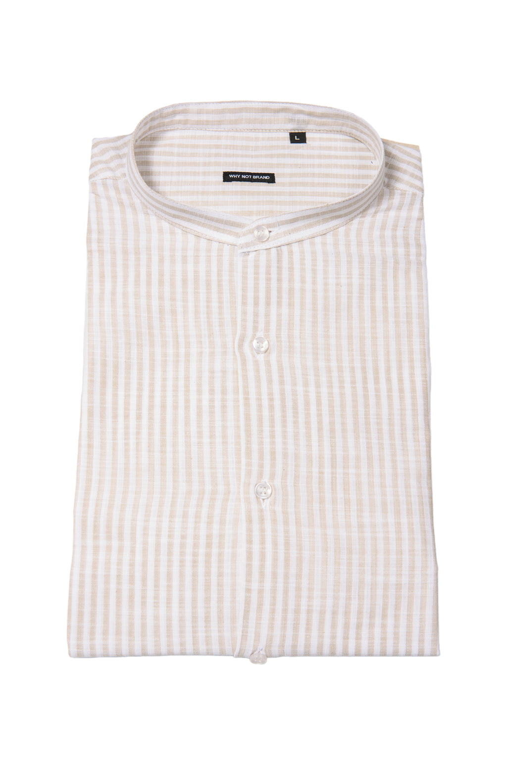 Camicia Coreana Bacchettata 100% Lino Sabbia