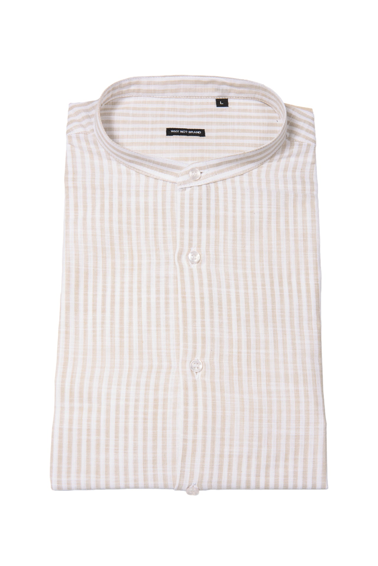 Camicia Coreana Bacchettata 100% Lino Sabbia