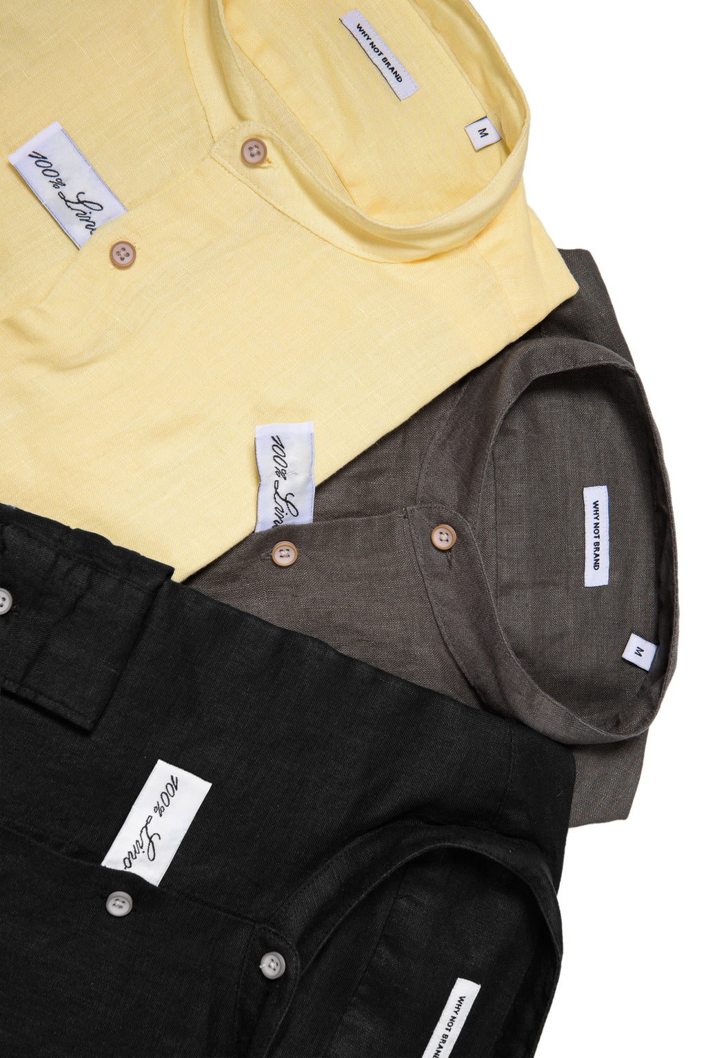 Camicia Coreana 100% Lino Nera