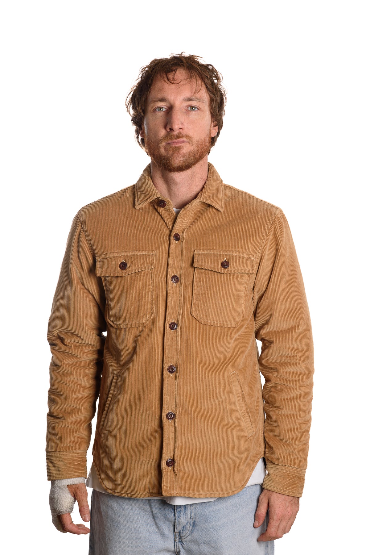 Giacca Camicia Velluto Beige